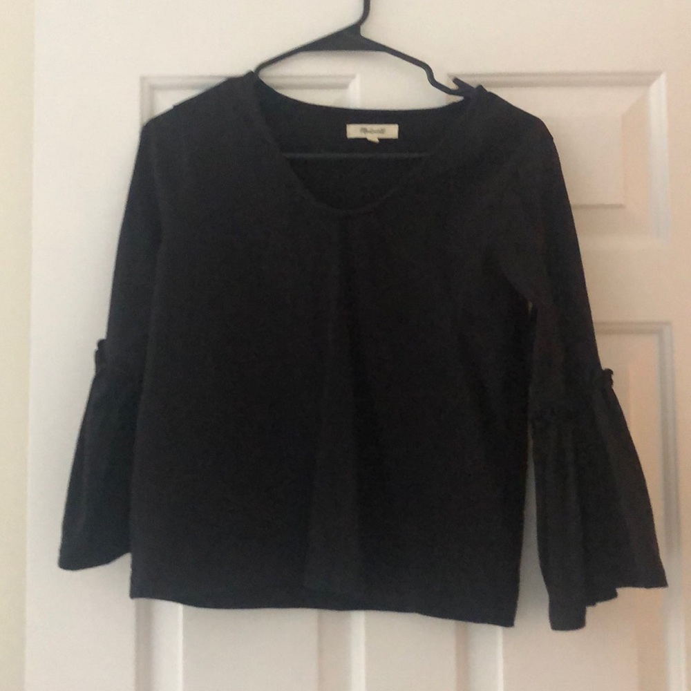 Madewell bell sleeve black top!